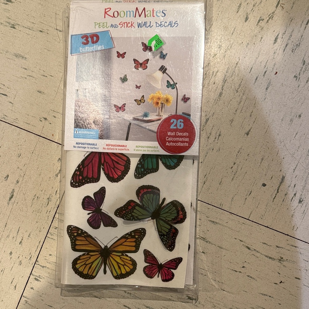 RoomMates 3D Butterfly Wall Decals - Red, Green, Purple